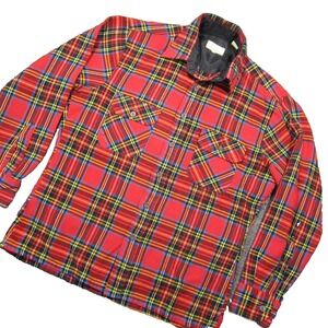 Vtg 80s Forte Shacket M Red Tartan Plaid Pocket Button Up Hiking Outdoors Grunge